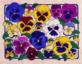 click here to view larger image of Pansies (counted canvas work)
