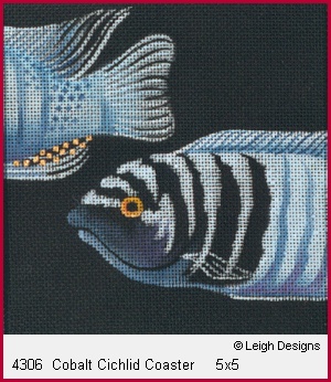 click here to view larger image of Cobalt Cichlid Coaster (hand painted canvases)