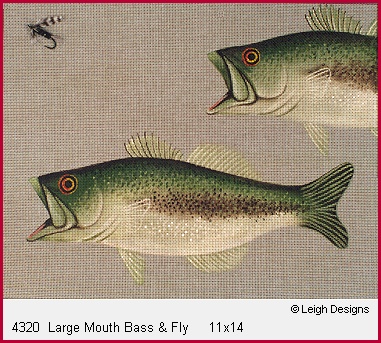 click here to view larger image of Large Mouth Bass & Fly (hand painted canvases)