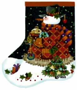 click here to view larger image of Old Fashioned Snowman Sock (hand painted canvases)