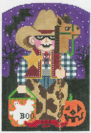 click here to view larger image of Cowboy Trick or Treater (hand painted canvases)