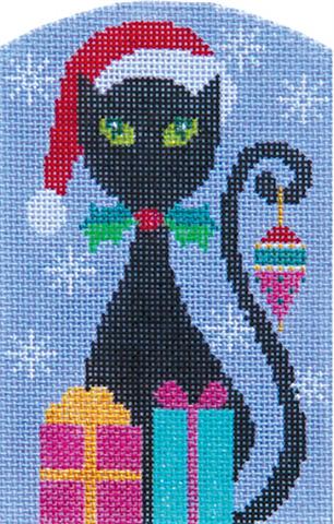 click here to view larger image of Christmas Kitty (Black) (hand painted canvases)