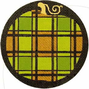 click here to view larger image of Fancy Pumpkins - Green Plaid (hand painted canvases)