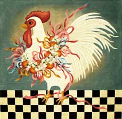 click here to view larger image of Ribbon Chicken - 13 mesh (hand painted canvases)