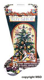 click here to view larger image of Boy's Christmas Tree Stocking (hand painted canvases)