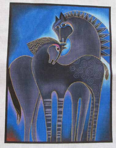click here to view larger image of Indigo Horses (hand painted canvases)