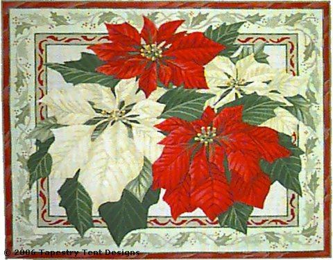 click here to view larger image of Poinsettia Pillow - 13ct (hand painted canvases)
