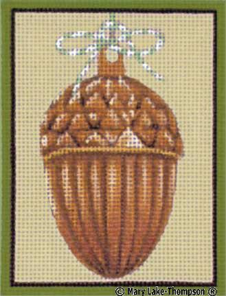 click here to view larger image of Acorn w/Bow Ornament (hand painted canvases)