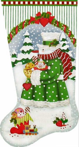 click here to view larger image of Toy Snowman Stocking (hand painted canvases)