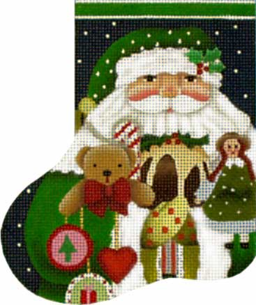 click here to view larger image of Toy Santa Mini Sock (hand painted canvases)