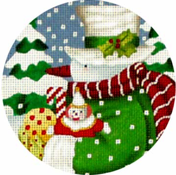 click here to view larger image of Toy Snowman Ornament (hand painted canvases)