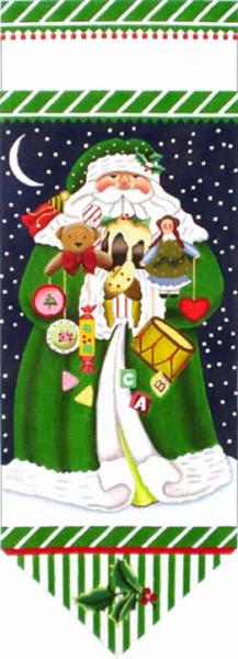 click here to view larger image of Green Toy Santa Banner (hand painted canvases)