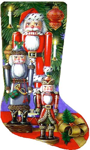 click here to view larger image of Santa Nutcrackers Stocking - 18ct (hand painted canvases)