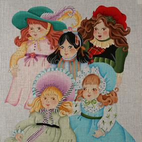 click here to view larger image of Vintage Dolls Pillow (hand painted canvases)