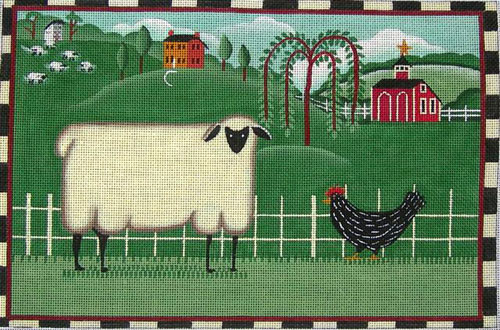 click here to view larger image of Folk Farm Scene - Karen Cruden (hand painted canvases)