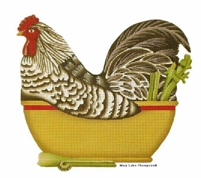 click here to view larger image of Brown Chicken Bowl (hand painted canvases)