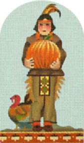 click here to view larger image of Indian Boy Pumpkin (Domed) (hand painted canvases)