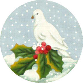 click here to view larger image of Snowy Dove Ornament (hand painted canvases)