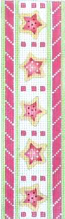 click here to view larger image of Pink Ribbon Candy - Star Cookies Ribbon (hand painted canvases)