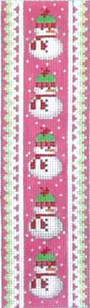 click here to view larger image of Pink Ribbon Candy - Snowmen (hand painted canvases)