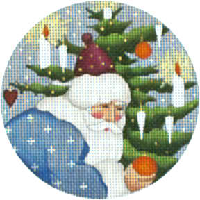 click here to view larger image of Santa Blue Coat Ornament (hand painted canvases)