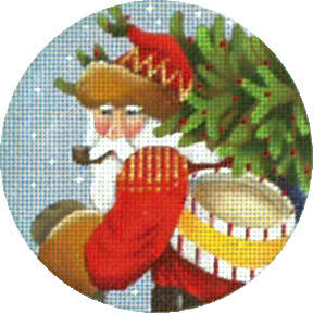 click here to view larger image of Santa Drum Ornament (hand painted canvases)