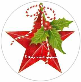 click here to view larger image of Holly Star Ornament (hand painted canvases)