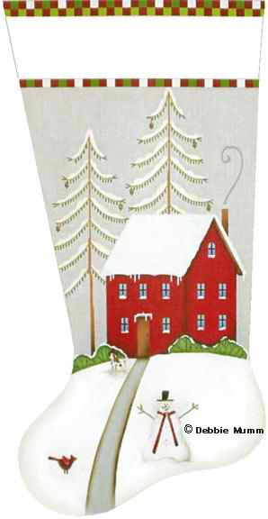 click here to view larger image of Red House with Deer Stocking (hand painted canvases)