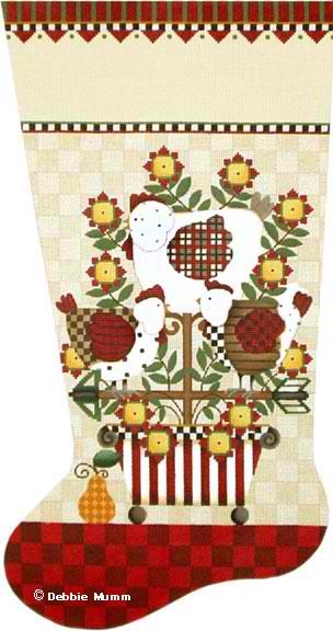 click here to view larger image of French Hens Stocking (hand painted canvases)