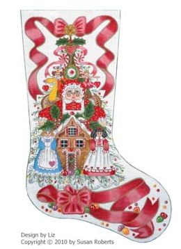 click here to view larger image of Mrs Santa Goodie Tree - Girl Stocking (hand painted canvases)