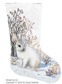 click here to view larger image of Snow Bunny Stocking - 18ct (hand painted canvases)