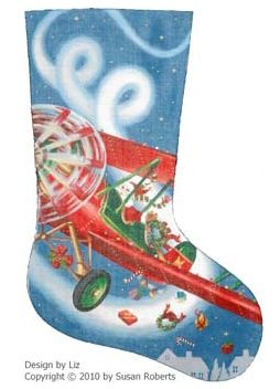 click here to view larger image of Flying High Santa  Stocking - 18ct (hand painted canvases)