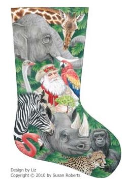 click here to view larger image of Safari Santa  Stocking (hand painted canvases)