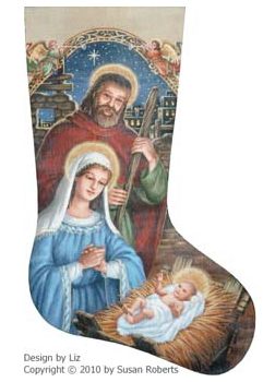 click here to view larger image of Mary Joseph and Baby Stocking (hand painted canvases)