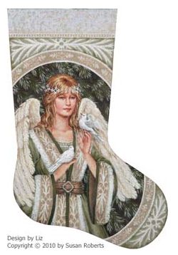 click here to view larger image of Evergreen Angel Stocking - 18ct (hand painted canvases)