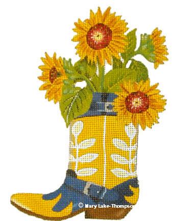 click here to view larger image of Sunflower Boot (18 mesh) (hand painted canvases)