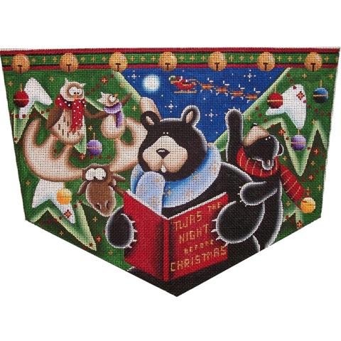click here to view larger image of Bear's Night Before Christmas Cuff  (18ct) (hand painted canvases)