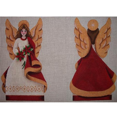 click here to view larger image of Poinsettia Angel Topper  (hand painted canvases)