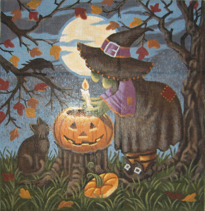 click here to view larger image of Lighting The Pumpkin - 18ct (hand painted canvases)