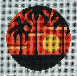 click here to view larger image of Palm Trees Sunset Ornament (hand painted canvases)
