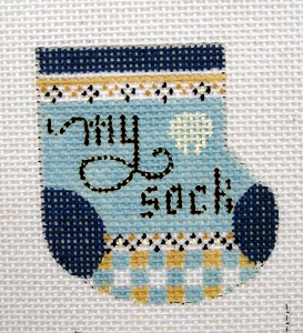 click here to view larger image of Tooth Fairy Wee Sock (Blue ) (hand painted canvases)