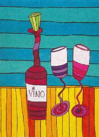 click here to view larger image of Vino With Glasses (hand painted canvases)