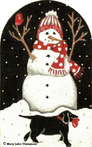 click here to view larger image of Black Lab Snowman (hand painted canvases)