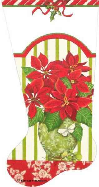click here to view larger image of Poinsettia Stocking (hand painted canvases)