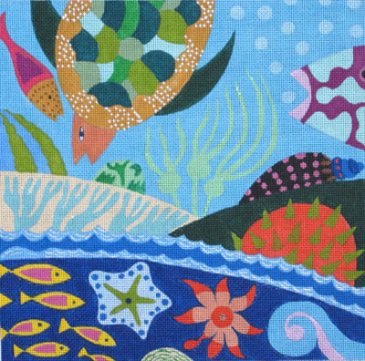 click here to view larger image of Seashells & Starfish (hand painted canvases)