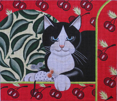 click here to view larger image of Cat & Wind-up Mouse (hand painted canvases)
