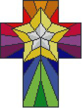 click here to view larger image of Stained Glass Star Cross (hand painted canvases)