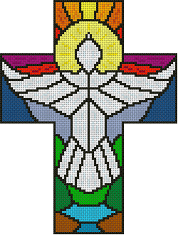click here to view larger image of Stained Glass Dove  Cross (hand painted canvases)