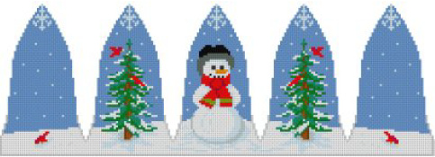 click here to view larger image of Snowman and Birds Bell  (hand painted canvases)