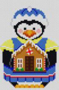 click here to view larger image of Penguin with Gingerbread House (hand painted canvases)